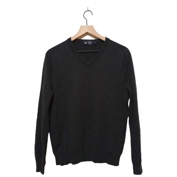 J. Crew Factory Gray V-Neck Merino Wool Sweater Sz M - Picture 1 of 6